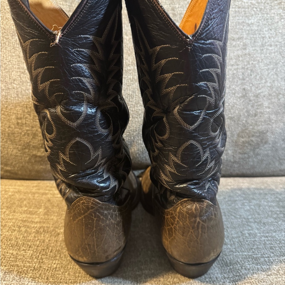 Nocona Vintage Brown with Black Shaft Western Cowboy Boots Size 10D - Picture 7 of 12
